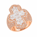 Iced Baguette Cross Ring Rose Gold variant