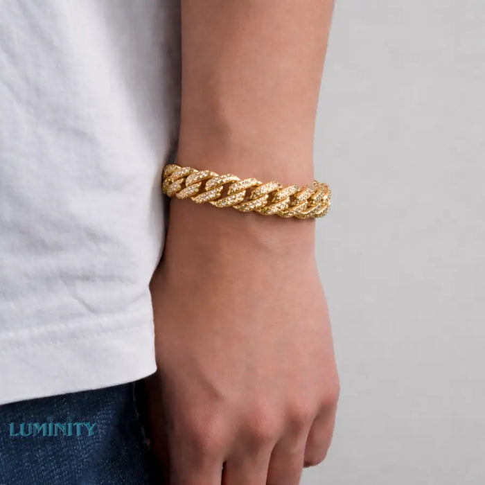 ICED CUBAN BRACELET - 10MM GOLD - Bracelets