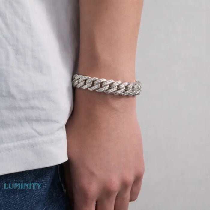 ICED CUBAN BRACELET - 10MM WHITE GOLD - Bracelets