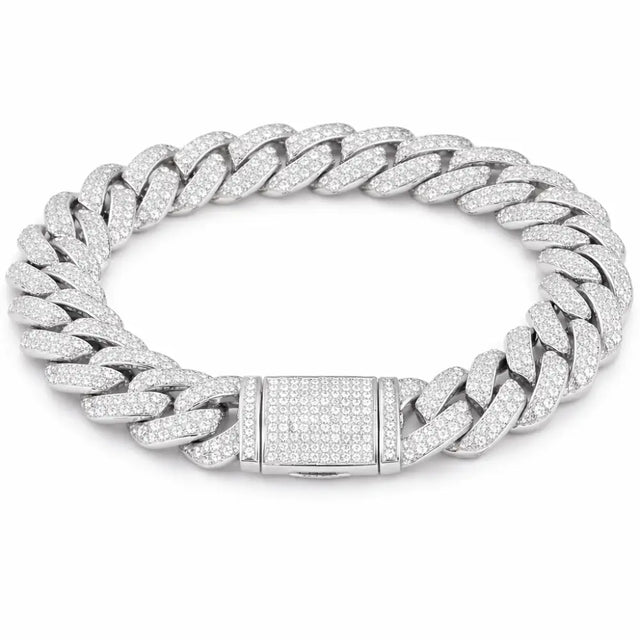 ICED CUBAN BRACELET - 10MM WHITE GOLD