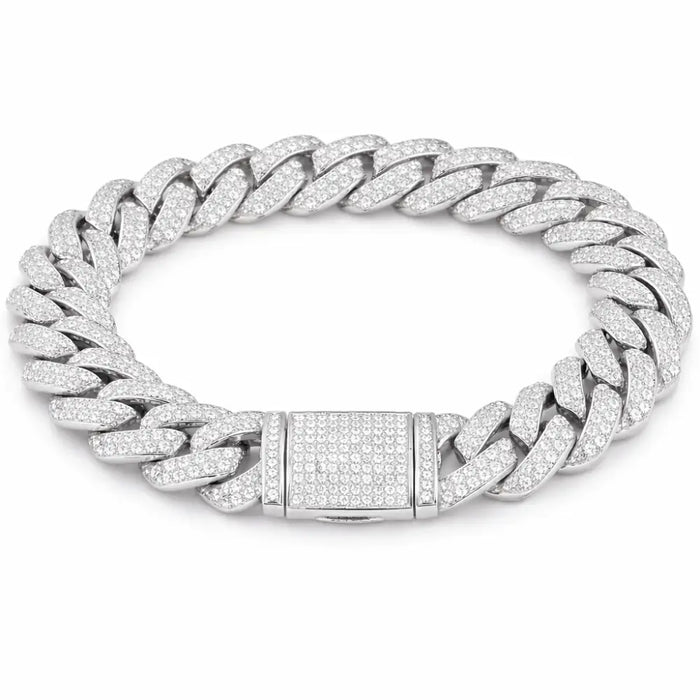 ICED CUBAN BRACELET - 10MM WHITE GOLD - Bracelets