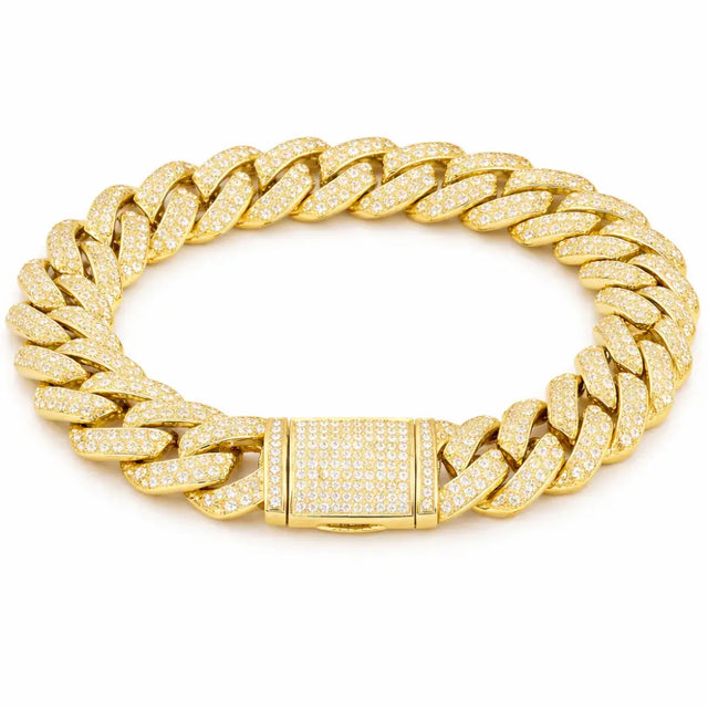 ICED CUBAN BRACELET - 12MM GOLD