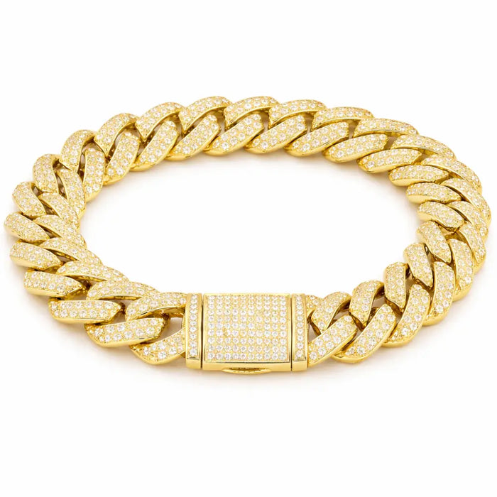 ICED CUBAN BRACELET - 12MM GOLD - Bracelets