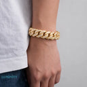 ICED CUBAN BRACELET - 14MM GOLD - Bracelets