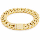 ICED CUBAN BRACELET - 14MM GOLD - Bracelets