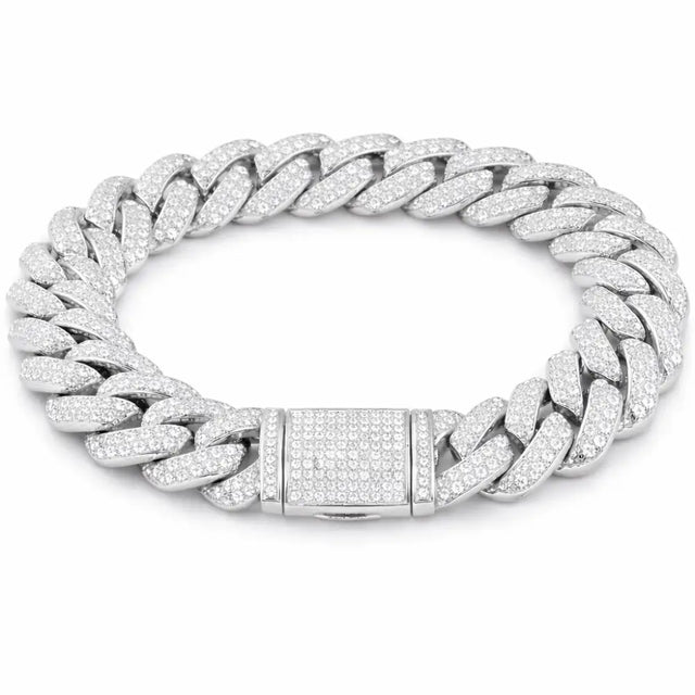 ICED CUBAN BRACELET - 18MM WHITE GOLD