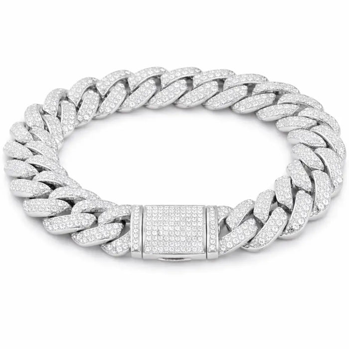 ICED CUBAN BRACELET - 14MM WHITE GOLD - Bracelets