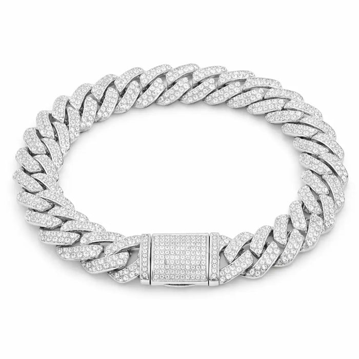 ICED CUBAN BRACELET - 6MM WHITE GOLD - Bracelets