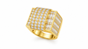AI-generated illustrative image of the Gold finish for the Iced Cube Ring; metal colour may differ from the physical product.