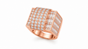 AI-generated illustrative image of the Rose Gold finish for the Iced Cube Ring; metal colour may differ from the physical product.