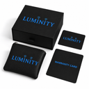 Luminity jewellery packaging and warranty card