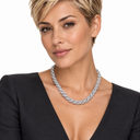 Female model wearing the 9 mm White Gold Iced Rope Chain – Luminity London