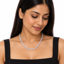 Female model wearing the 4 mm White Gold Moissanite Tennis Chain – Luminity London