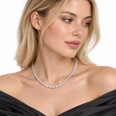 Female model wearing the 4 mm White Gold Tennis Chain – Luminity London