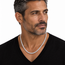 Male model wearing the 4 mm White Gold Tennis Chain – Luminity London
