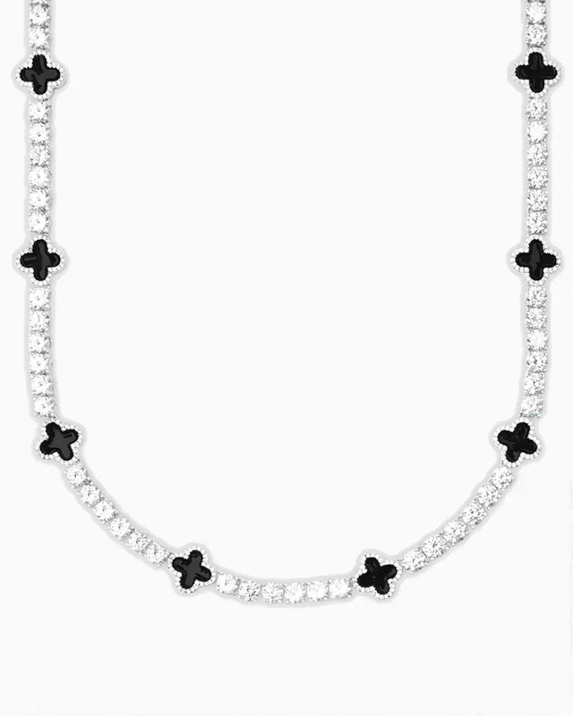 MOISSANITE 925 BLACK CLOVER TENNIS CHAIN