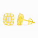 MOISSANITE BAGQUETTE SQUARE STUDS 10MM - GOLD Earrings