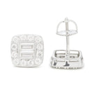 MOISSANITE BAGQUETTE SQUARE STUDS 10MM - WHITE GOLD Earrings