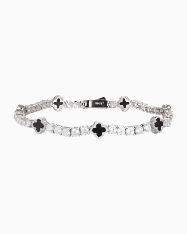 MOISSANITE BLACK CLOVER TENNIS BRACELET