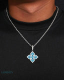 MOISSANITE BLUE CLOVER PENDANT Pendants