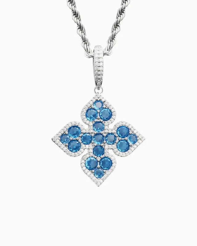 MOISSANITE BLUE CLOVER PENDANT