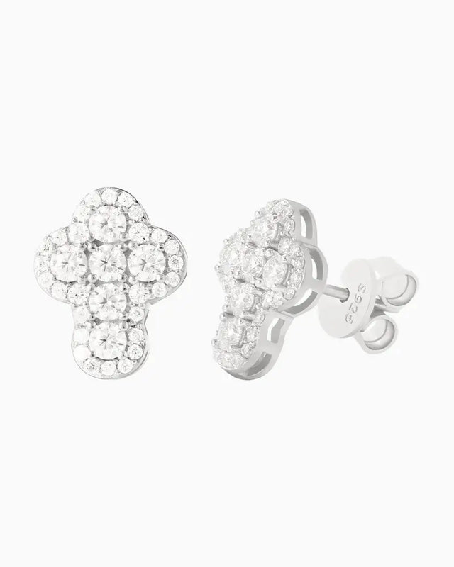 MOISSANITE CLOUD CROSS STUDS