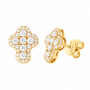 AI-generated illustrative product photo showing Moissanite Cloud Cross Studs in 925 sterling silver with gold plating