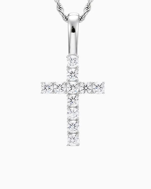 MOISSANITE CROSS PIECE PENDANT