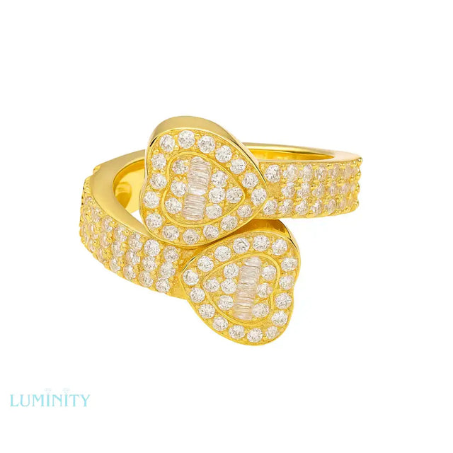 MOISSANITE DOUBLE HEART RING