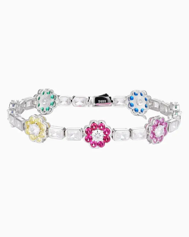 MOISSANITE FLOWER BAGUETTE BRACELET