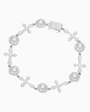 MOISSANITE ICY CROSSES & PEARLS BRACELET Bracelets