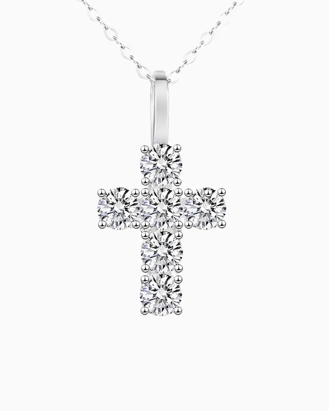 MOISSANITE MICRO CROSS PENDANT