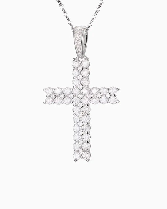MOISSANITE PAVED CROSS PENDANT