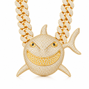 AI-generated illustrative product photo showing SHARK PENDANT in Gold finish