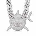 AI-generated illustrative product photo showing SHARK PENDANT in White Gold finish