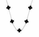AI-generated illustrative product image for 925 10 Clover Necklace: black enamel clover in 925 sterling silver
